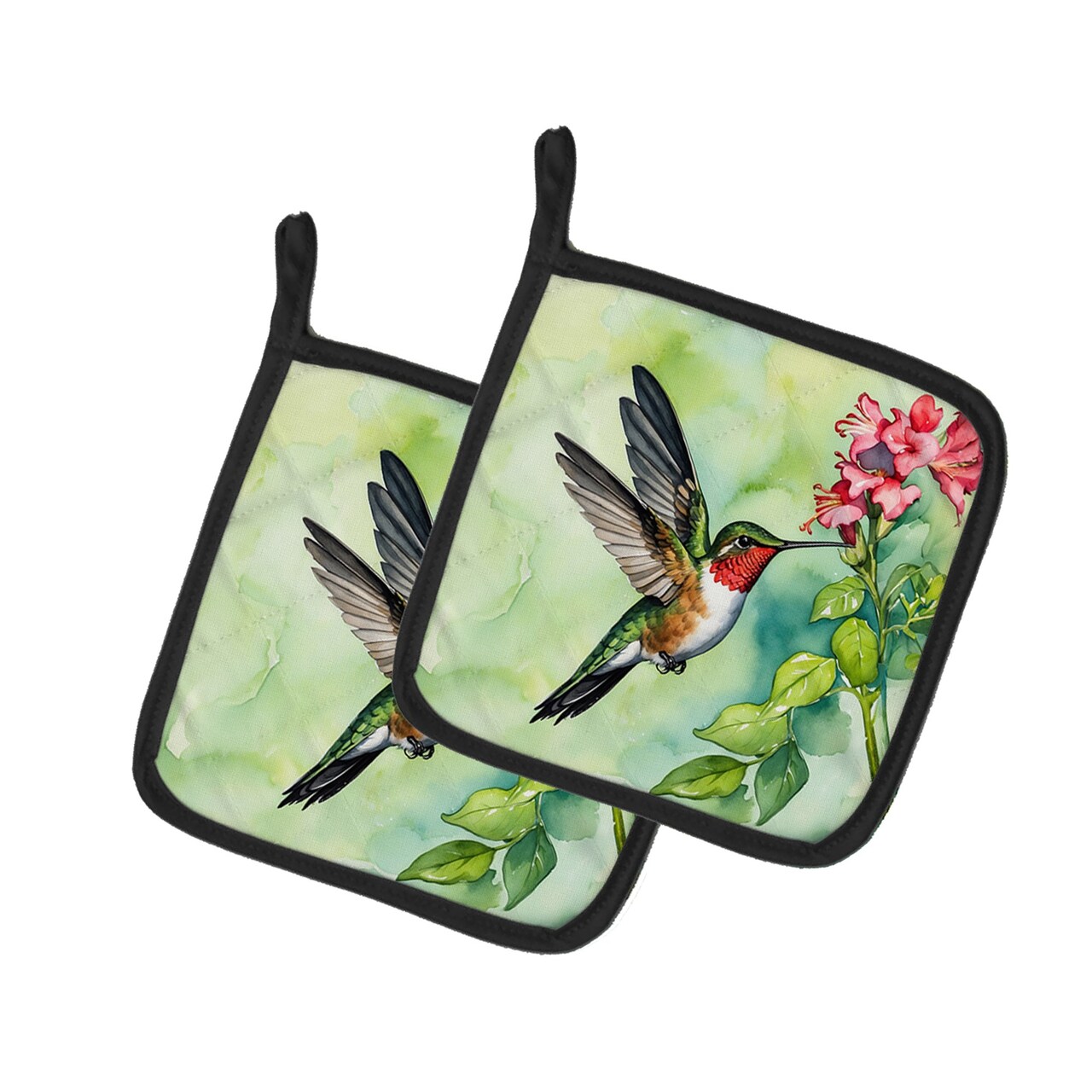Edge Collections - Multicolor - Birds Festival Style Pair of Pot Holders - 2 Piece